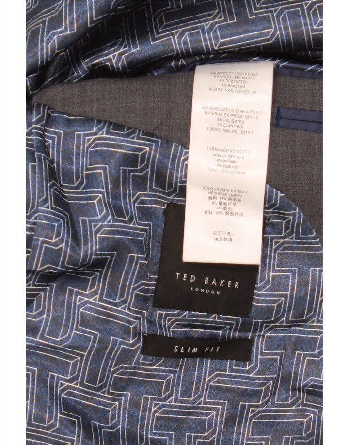 TED BAKER Veste Blazer Slim Fit à 2 Boutons pour Homme UK 40 Grande Laine Grise