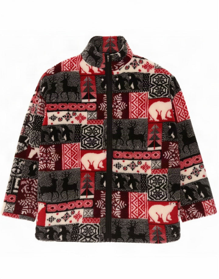 Veste polaire surdimensionnée Dash pour femme UK 16 Grand patchwork multicolore