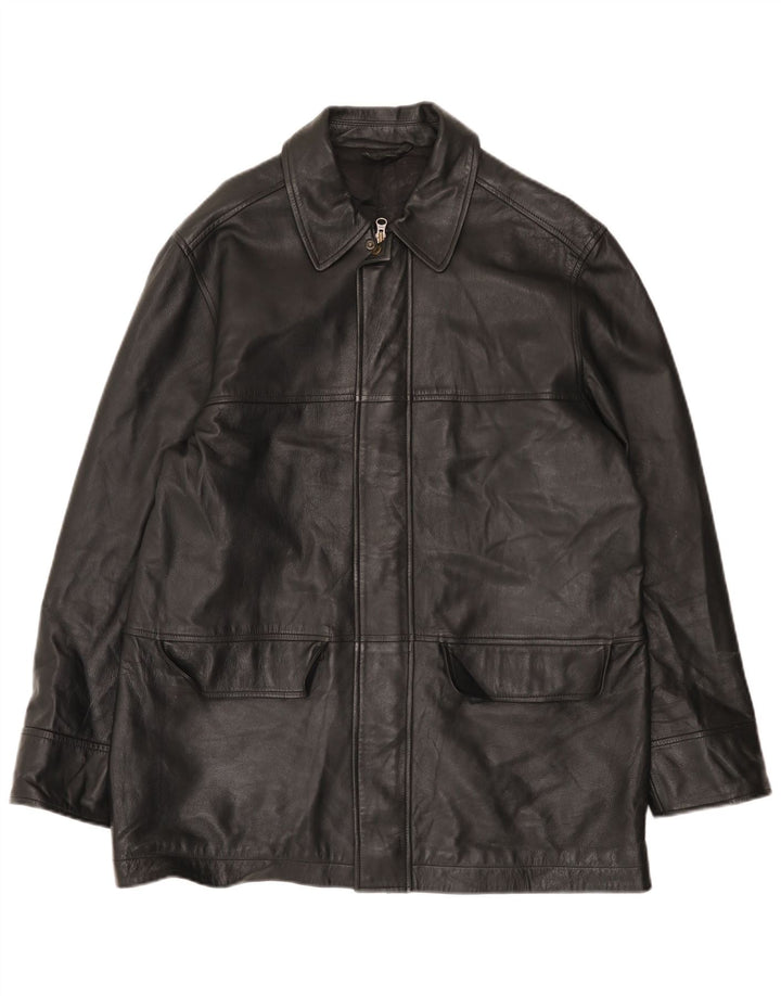 Marks & Spencer Veste en cuir pour homme UK 38 Cuir noir moyen