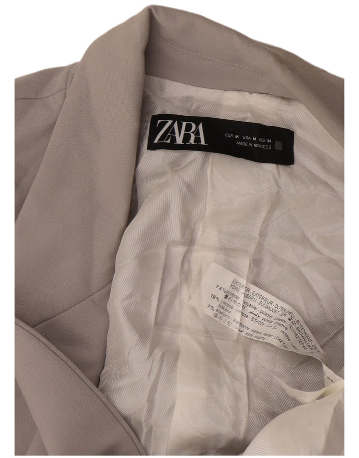 Zara Veste Blazer 1 Bouton Femme UK 14 Gris Moyen Polyester