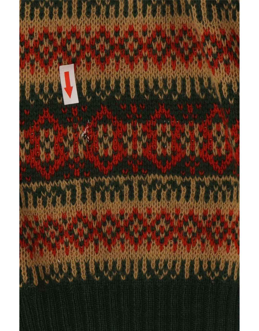 vintage Mens V-Col Jumper Pull Moyen Vert Rayé Laine
