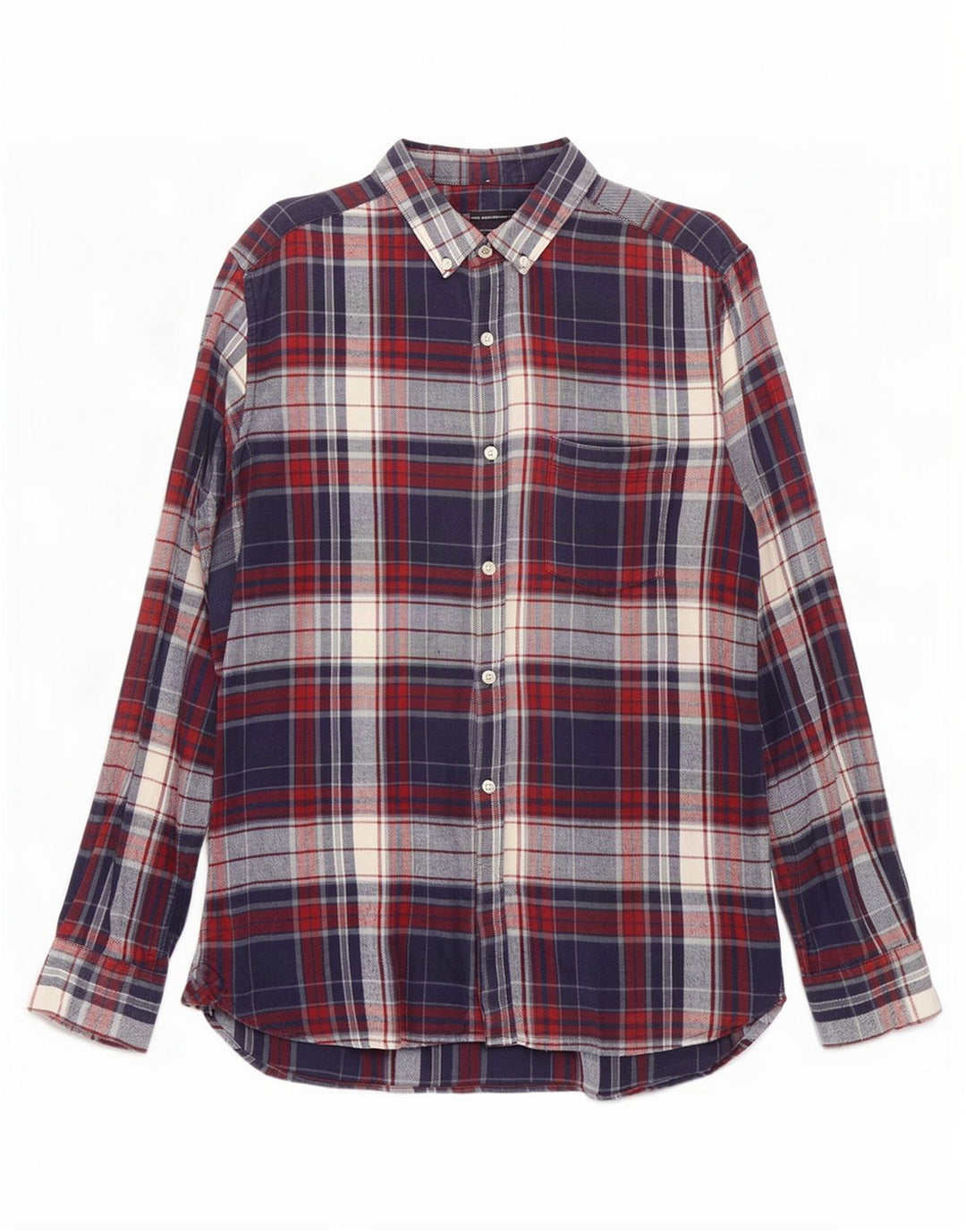 French Connection Chemise en Flanelle Homme Bleu Marine Moyen à Carreaux en Coton