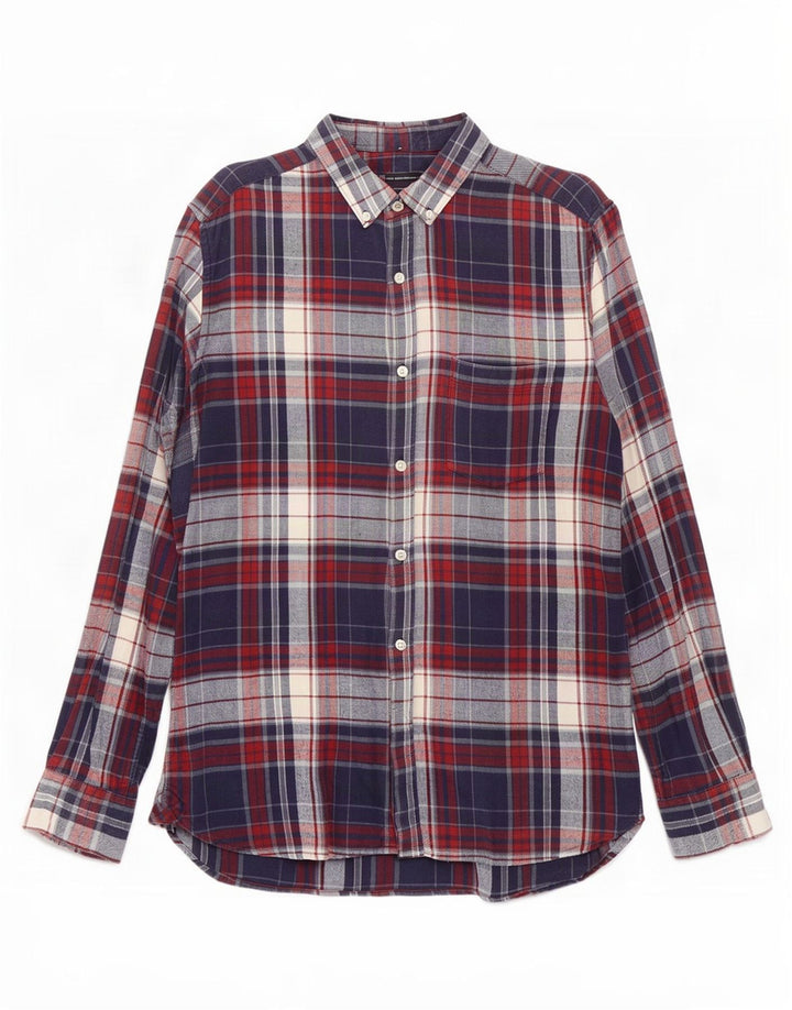 French Connection Chemise en Flanelle Homme Bleu Marine Moyen à Carreaux en Coton
