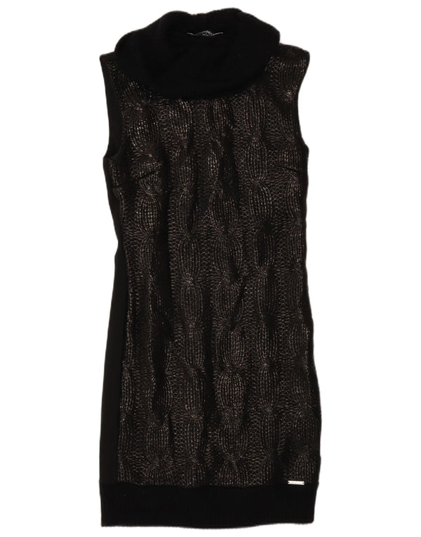 Rinascimento Robe pull sans manches à col roulé pour femme UK 12 Noir moyen