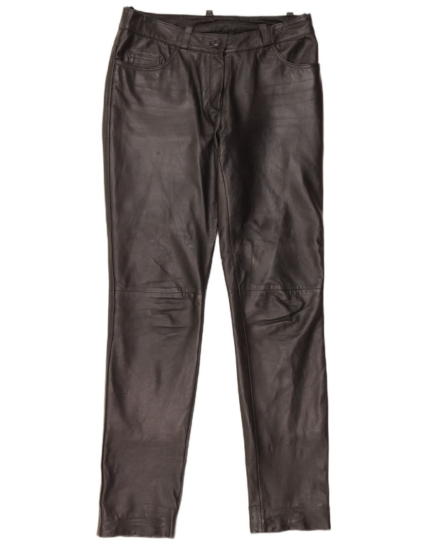 HEINE Pantalon slim en cuir pour femme UK 12 Medium W30 L31 Cuir noir