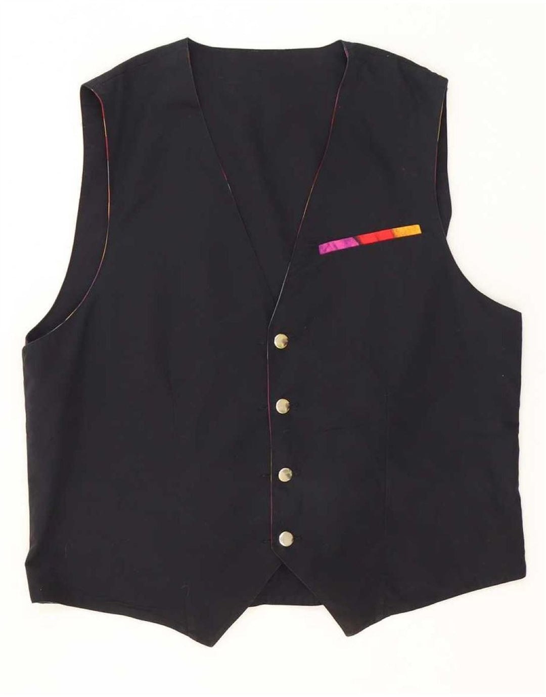 vintage Mens Réversible Gilet Moyen Multicolore Géométrique