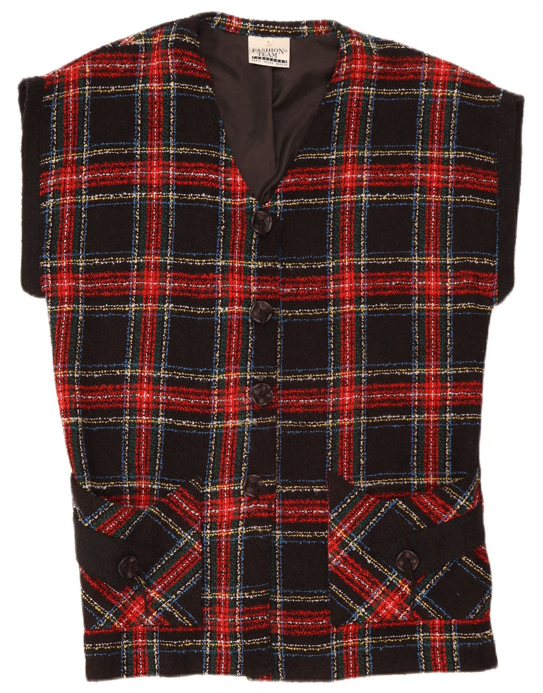 VINTAGE Femmes Surdimensionné 4 Bouton Blazer Veste UK 10 Petit Plaid Rouge