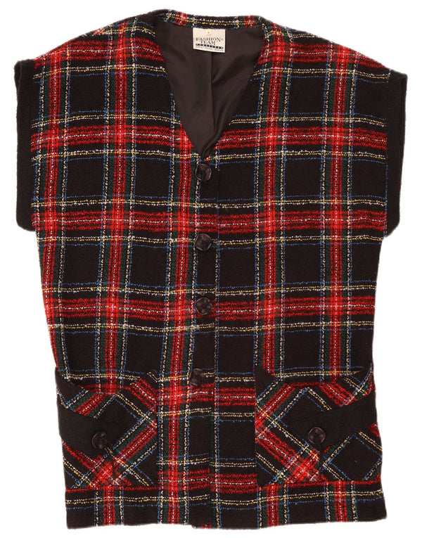 VINTAGE Femmes Surdimensionné 4 Bouton Blazer Veste UK 10 Petit Plaid Rouge