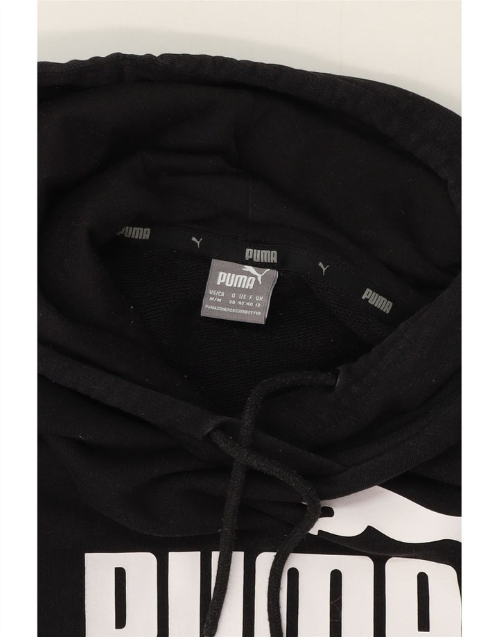 PUMA Womens Graphic Hoodie Jumper UK 12 Medium  Black