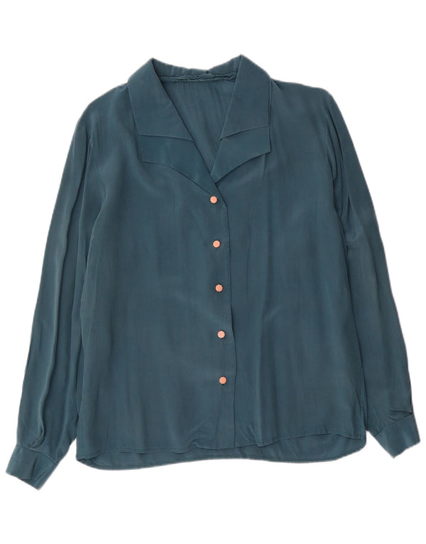 Chemisier chemise femme vintage UK 16 Grand Bleu