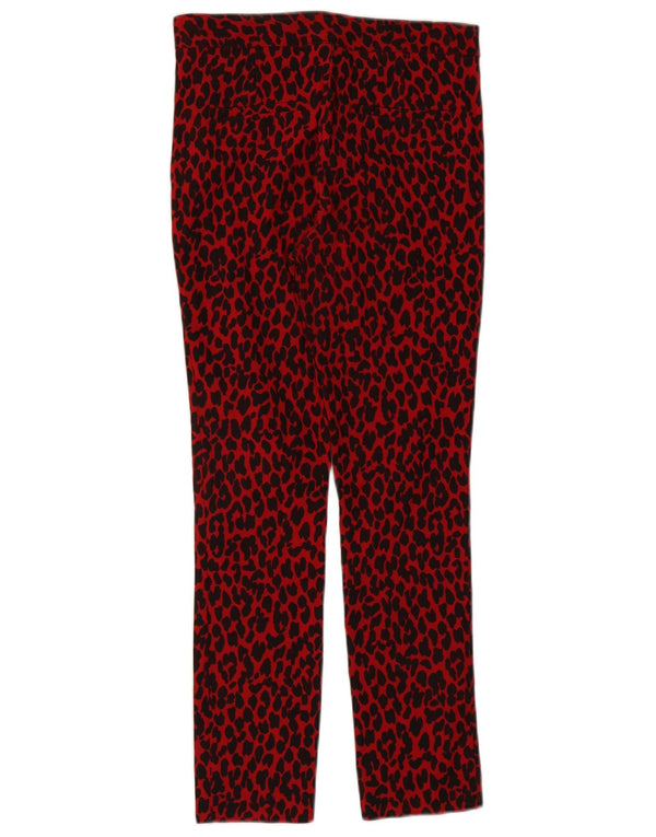 Zara Pantalon décontracté slim pour femme Petit W26 L26 Viscose imprimé animal rouge