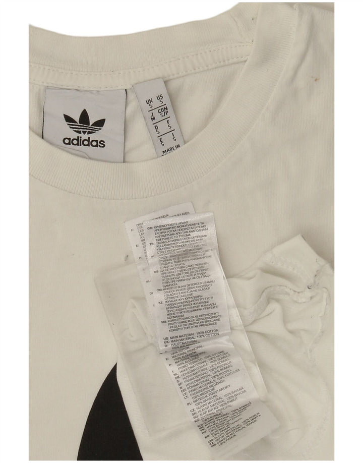 ADIDAS Mens Graphic T-Shirt Top Small White Cotton