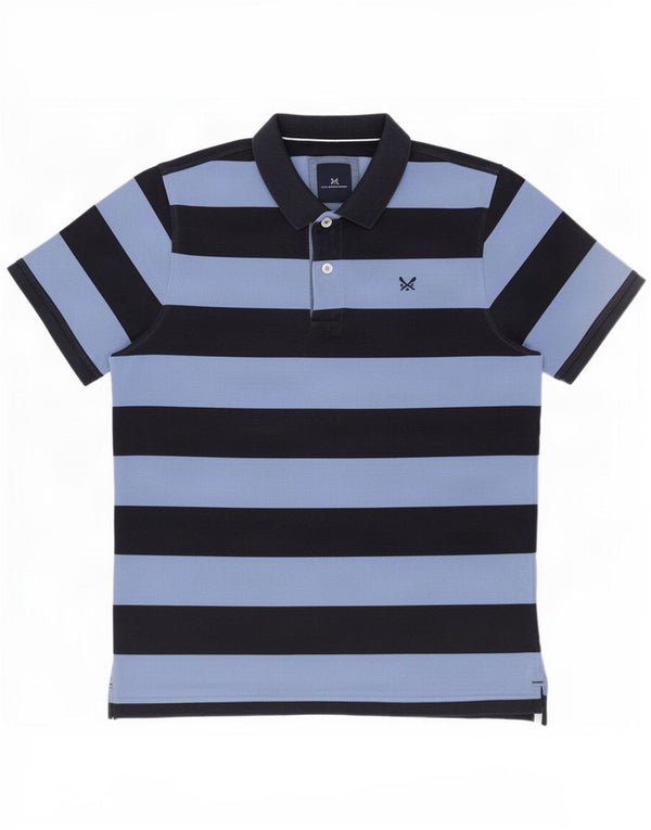 Crew Clothing Polo Homme Large Bleu Marine Rayé Coton