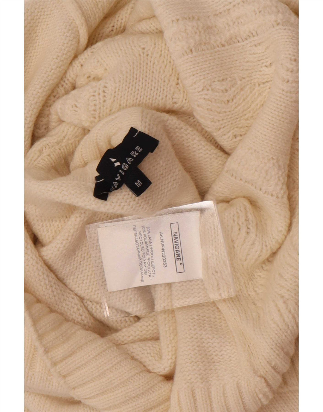 Navigare Pull col roulé pour homme en laine blanc cassé moyen