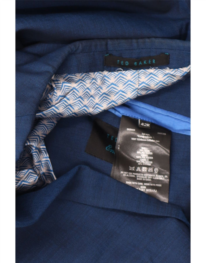 Ted Baker Veste Blazer 2 Boutons Homme UK 42 XL Laine Bleue