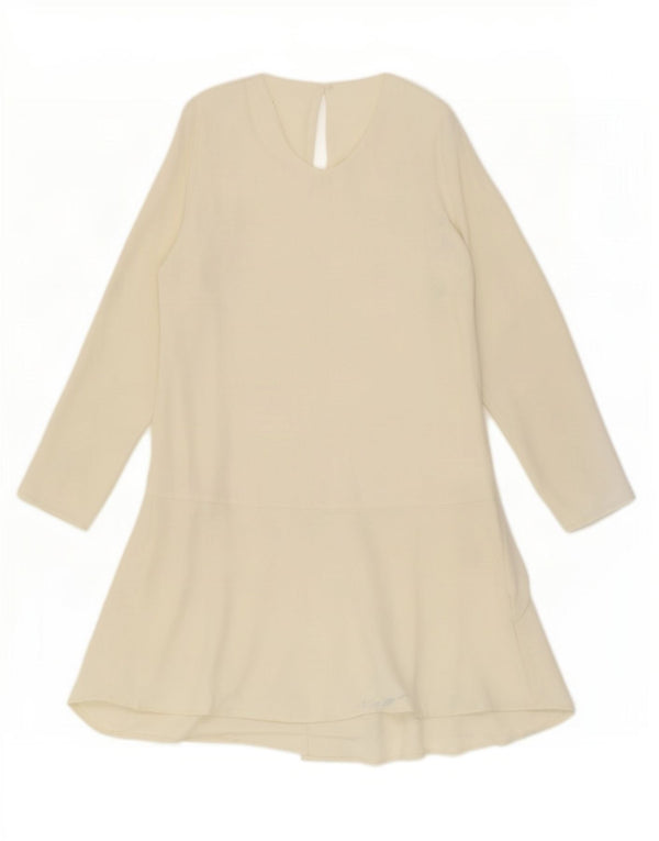 Zara Womens Trafaluc Robe trapèze à manches longues UK 6 XS Polyester blanc cassé