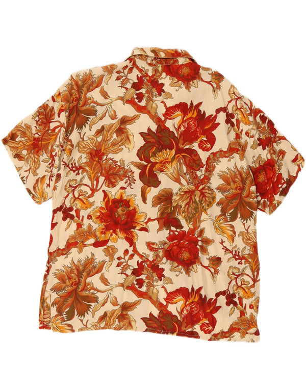 ACCORDO Chemisier à manches courtes pour femme UK 18 XL Bordeaux Floral Viscose