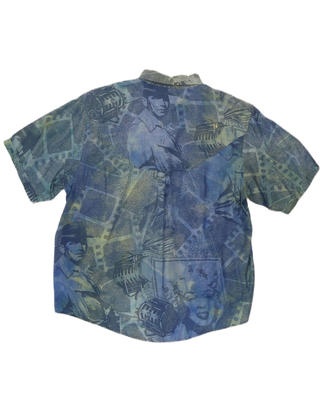 Chemise à Manches Courtes Homme Passport Petit Bleu Géométrique Viscose