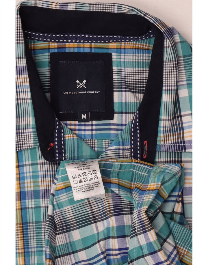 Crew Clothing Chemise à manches courtes pour homme en coton à carreaux bleu moyen