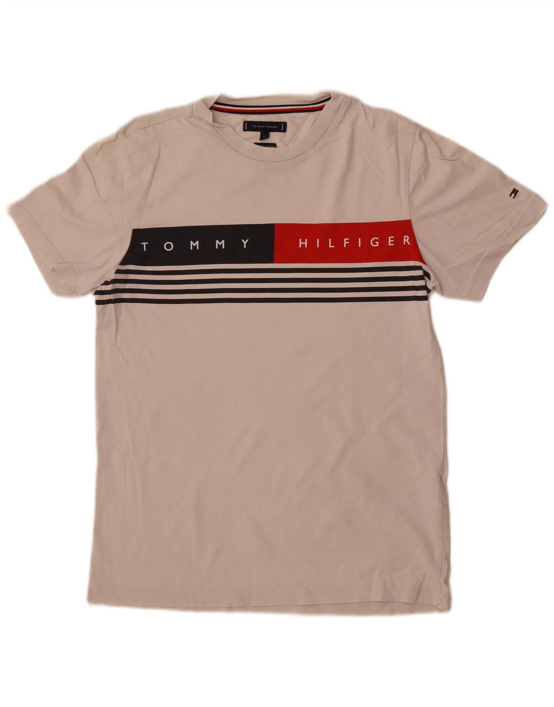 Tommy Hilfiger T-Shirt Graphique Homme Blanc Moyen Coton