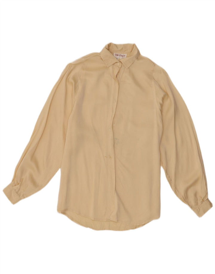 chemise surdimensionnée femme vintage UK 8 Petite soie beige