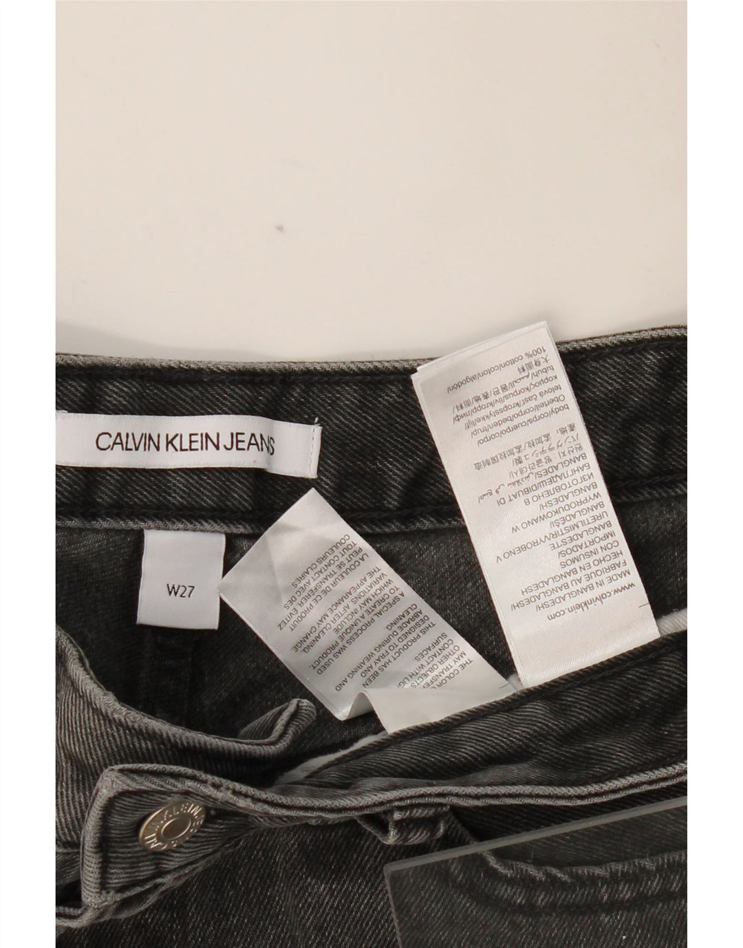 CALVIN KLEIN Femme Short En Jean W27 Petit Gris Coton