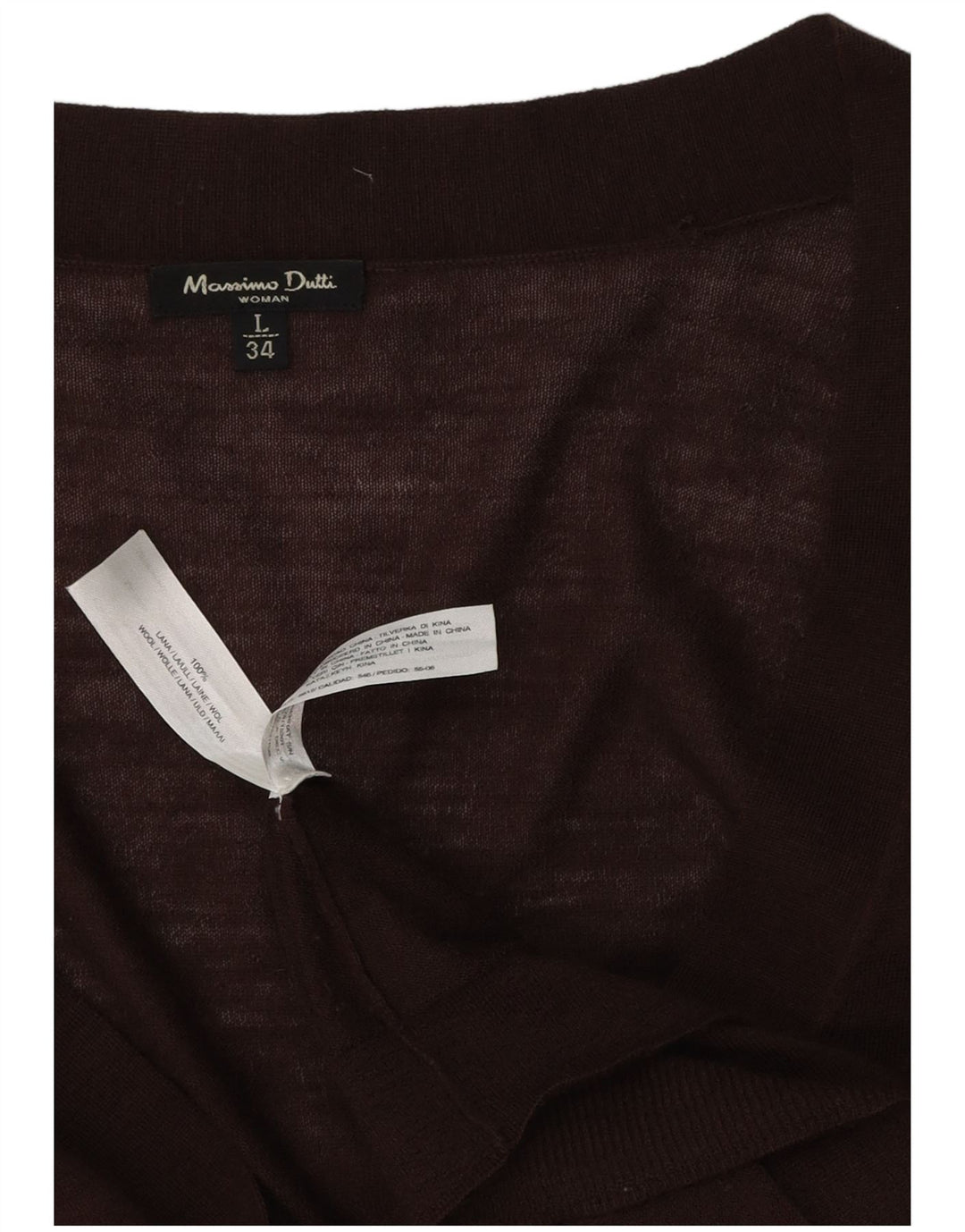 MASSIMO DUTTI Pull Cardigan Femme UK 14 Grande Laine Marron
