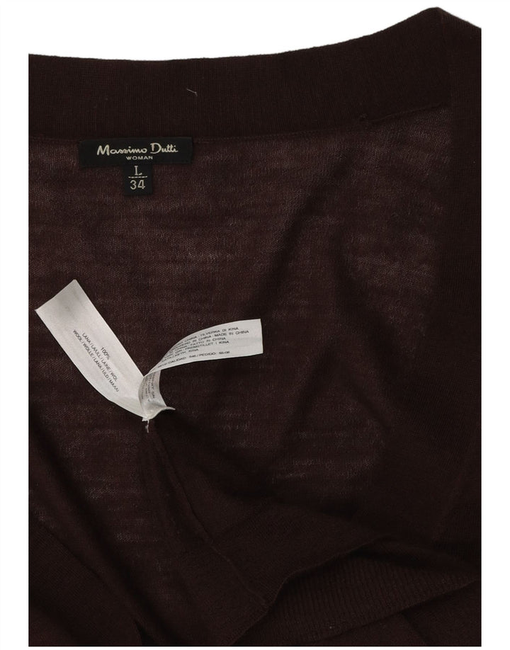 MASSIMO DUTTI Pull Cardigan Femme UK 14 Grande Laine Marron