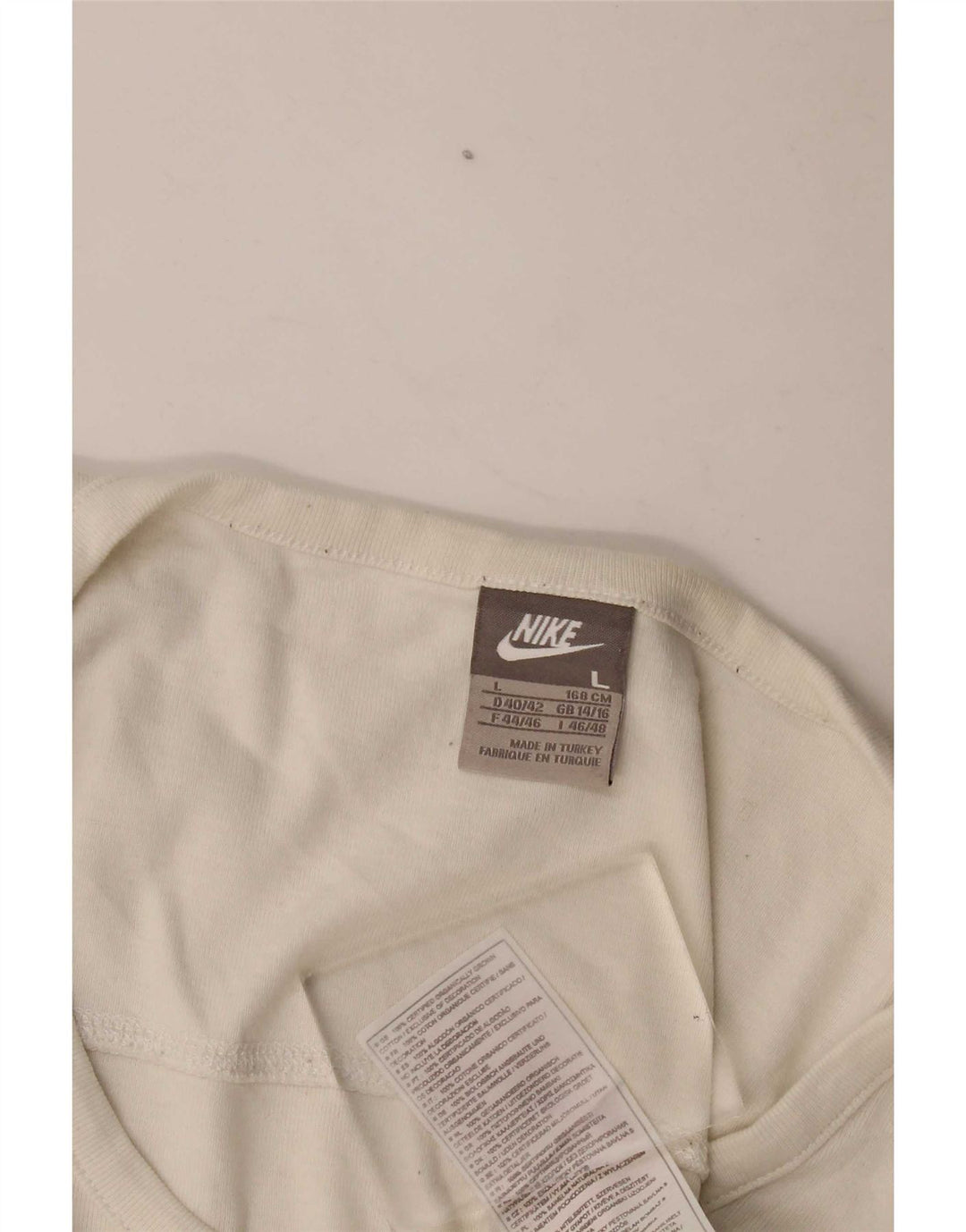 Nike Haut à manches longues pour femme UK 14/16 Large Blanc cassé en coton
