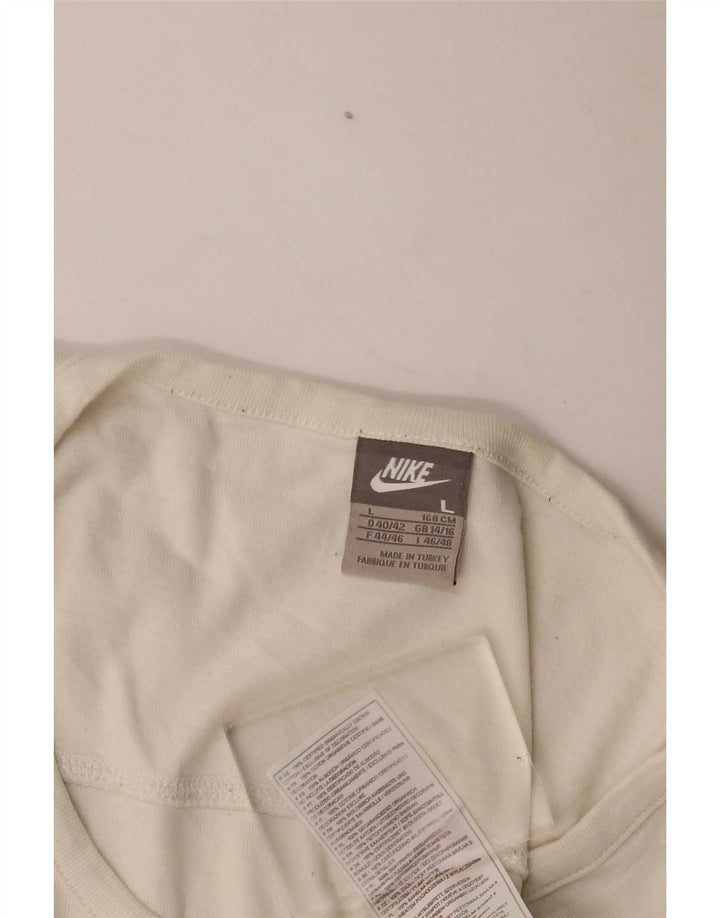 Nike Haut à manches longues pour femme UK 14/16 Large Blanc cassé en coton