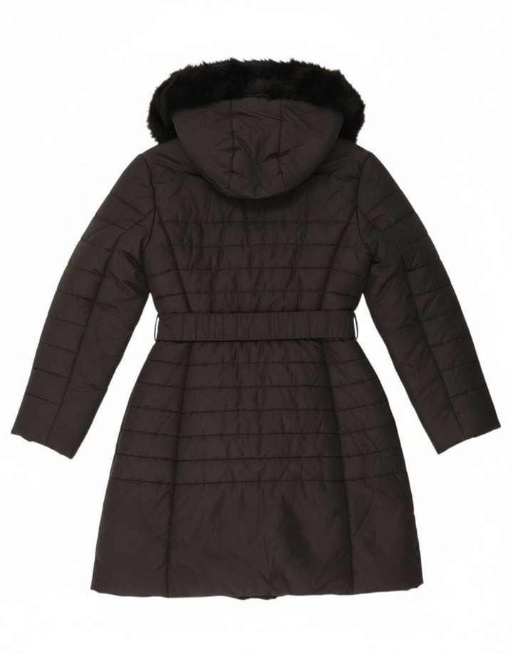 French Connection Manteau rembourré à capuche pour femme UK 12 Medium Noir Polyester