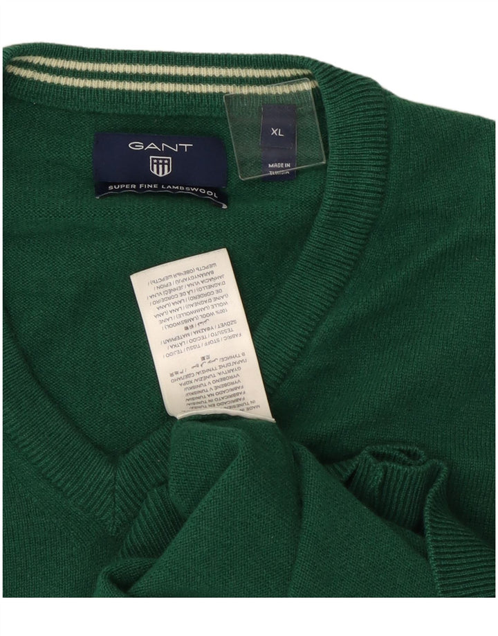Gant Pull Col V Homme XL Vert Laine