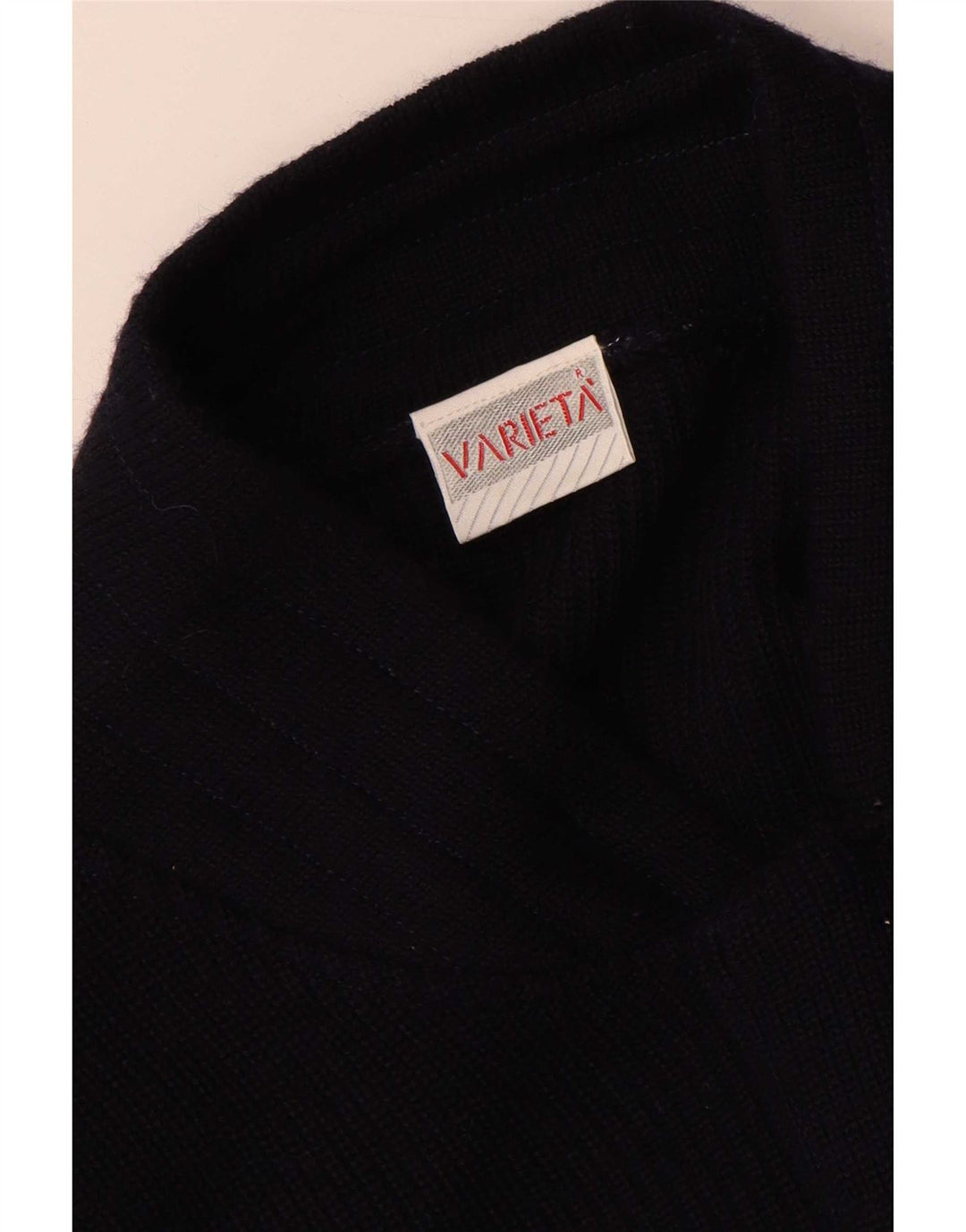 vintage Mens Cardigan Pull Grande Marine Bleu Colourblock Laine