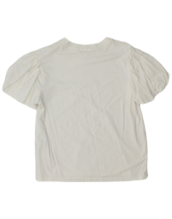 Zara Womens Blouse Top UK 12 Moyen Blanc Coton