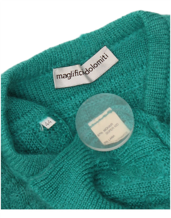 vintage Femme Cardigan Pull IT 44 Moyen Vert Mohair
