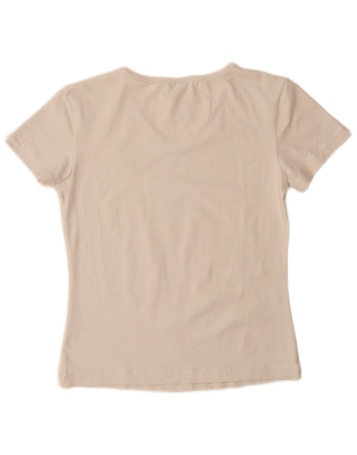 Adidas T-Shirt Femme Top UK 14 Medium Off White Polyamide