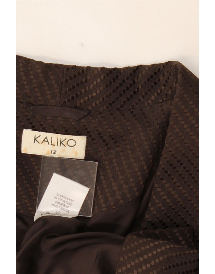 KALIKO Womens 2 Button Blazer Jacket UK 12 Medium Brown Striped Acetate Vintage Kaliko and Second-Hand Kaliko from Messina Hembry 