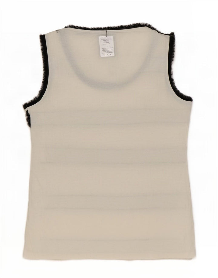 Zara Femme Débardeur UK 14 Moyen Blanc Rayé Coton