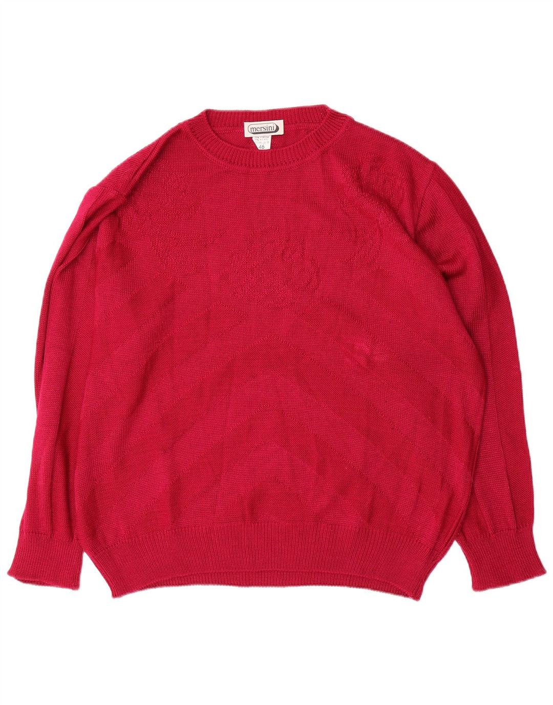 vintage Femme Oversize Crew Neck Jumper Pull IT 46 Grand Chevron Rouge