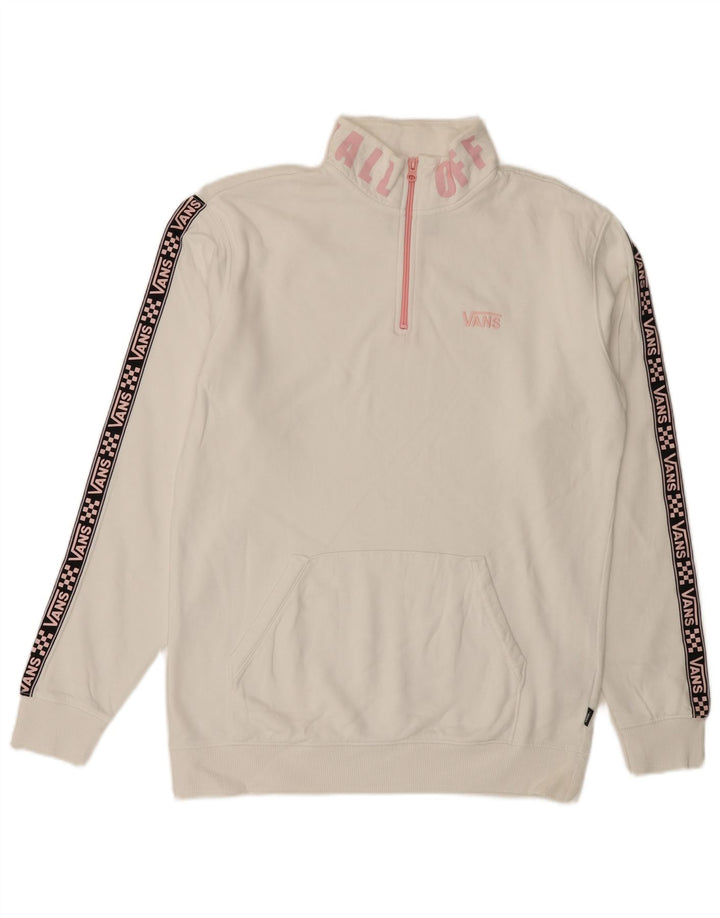 VANS Sweat-shirt graphique à col zippé pour homme en coton blanc moyen