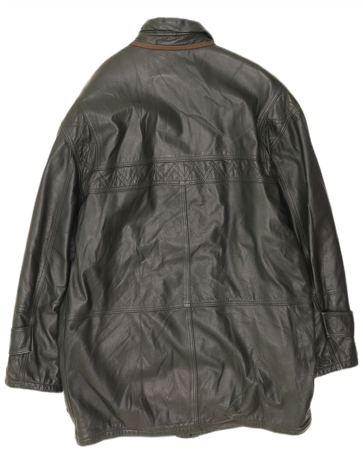 manteau en cuir homme vintage UK 40 Grand cuir vert