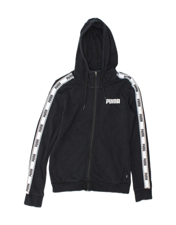 Puma Pull à capuche graphique zippé pour femme UK 6 XS Bleu marine Colourblock