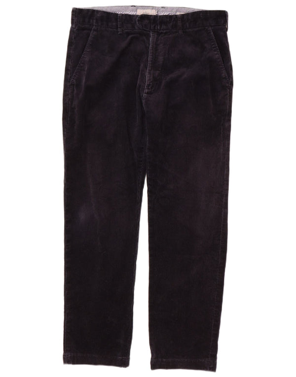 Marks & Spencer Pantalon droit en velours côtelé pour homme W34 L29 Bleu marine Coton