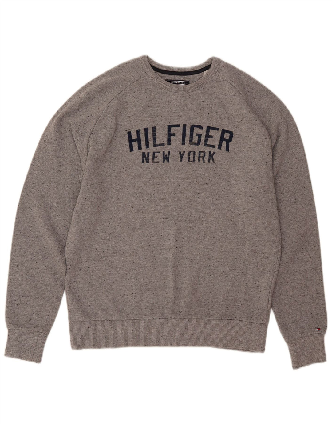 TOMMY HILFIGER Sweat-shirt coupe vintage pour femme UK 16 Large Gris