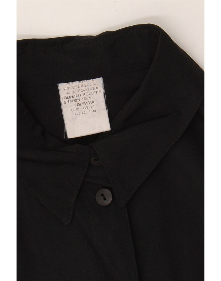 VINTAGE Womens Shirt UK 14 Large Black Viscose Vintage Vintage and Second-Hand Vintage from Messina Hembry 