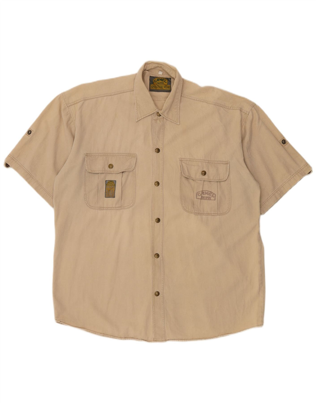 Camel Chemise à manches courtes pour homme XL Beige