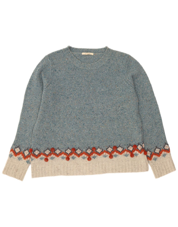 White Stuff Pull col rond pour femme UK 16 Large Bleu Fair Isle