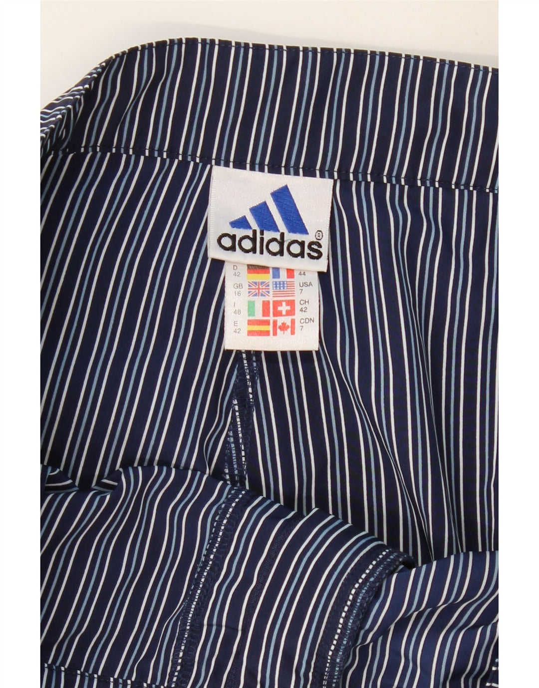 ADIDAS Short Chino Femme UK 16 Large W32 Bleu Marine Rayé Polyester
