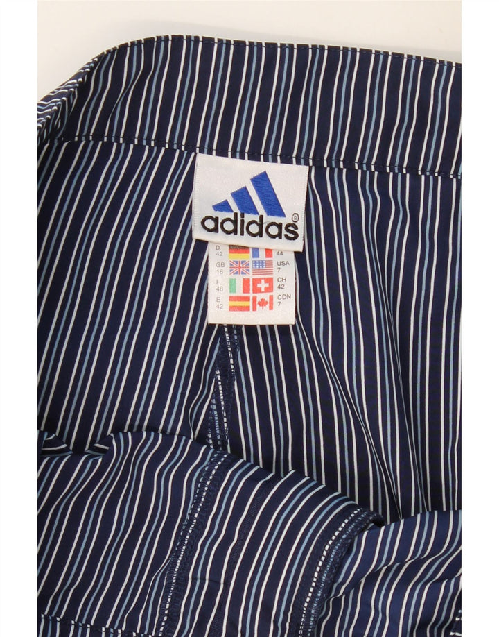 ADIDAS Short Chino Femme UK 16 Large W32 Bleu Marine Rayé Polyester