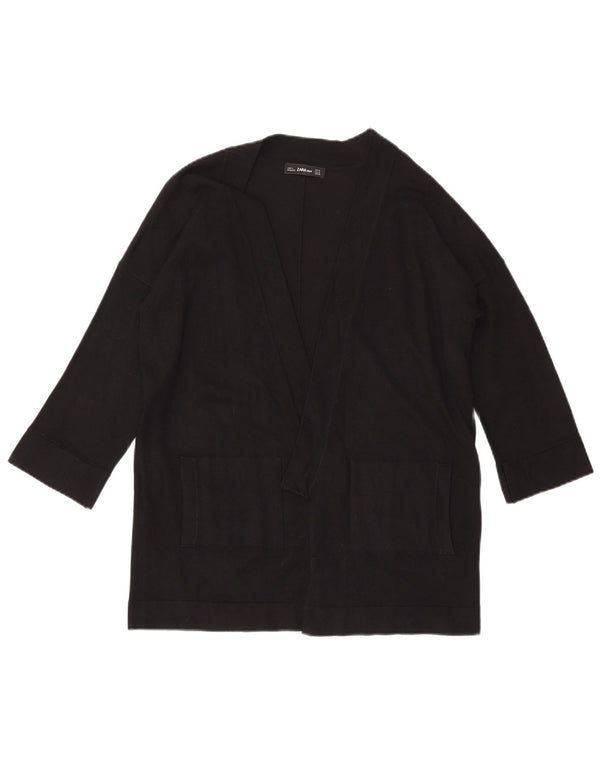 Zara Cardigan ouvert surdimensionné à manches 3/4 pour femme UK 10 Small Noir